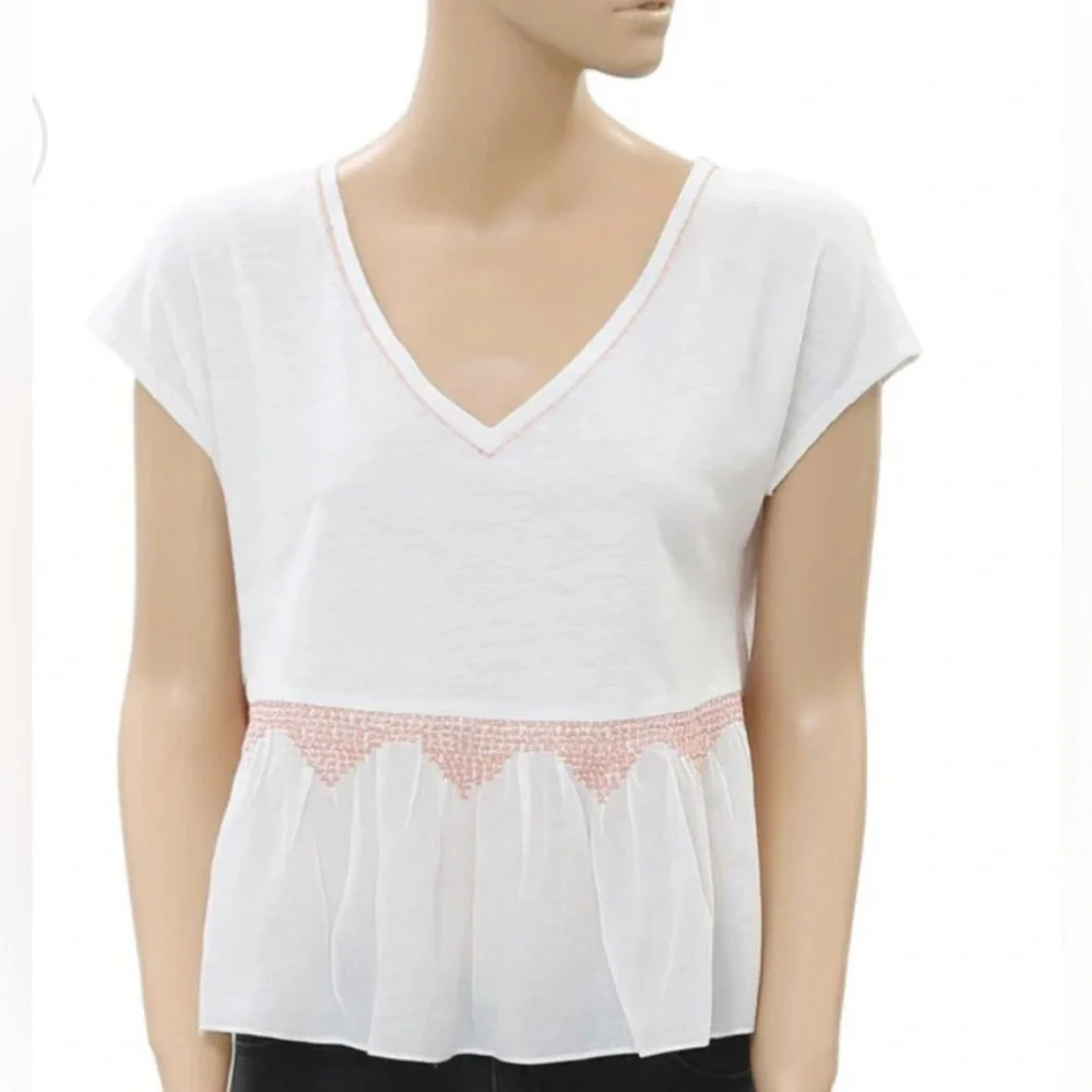 Lilka Anthropologie Embroidered Crop Blouse, Size Small, NWOT